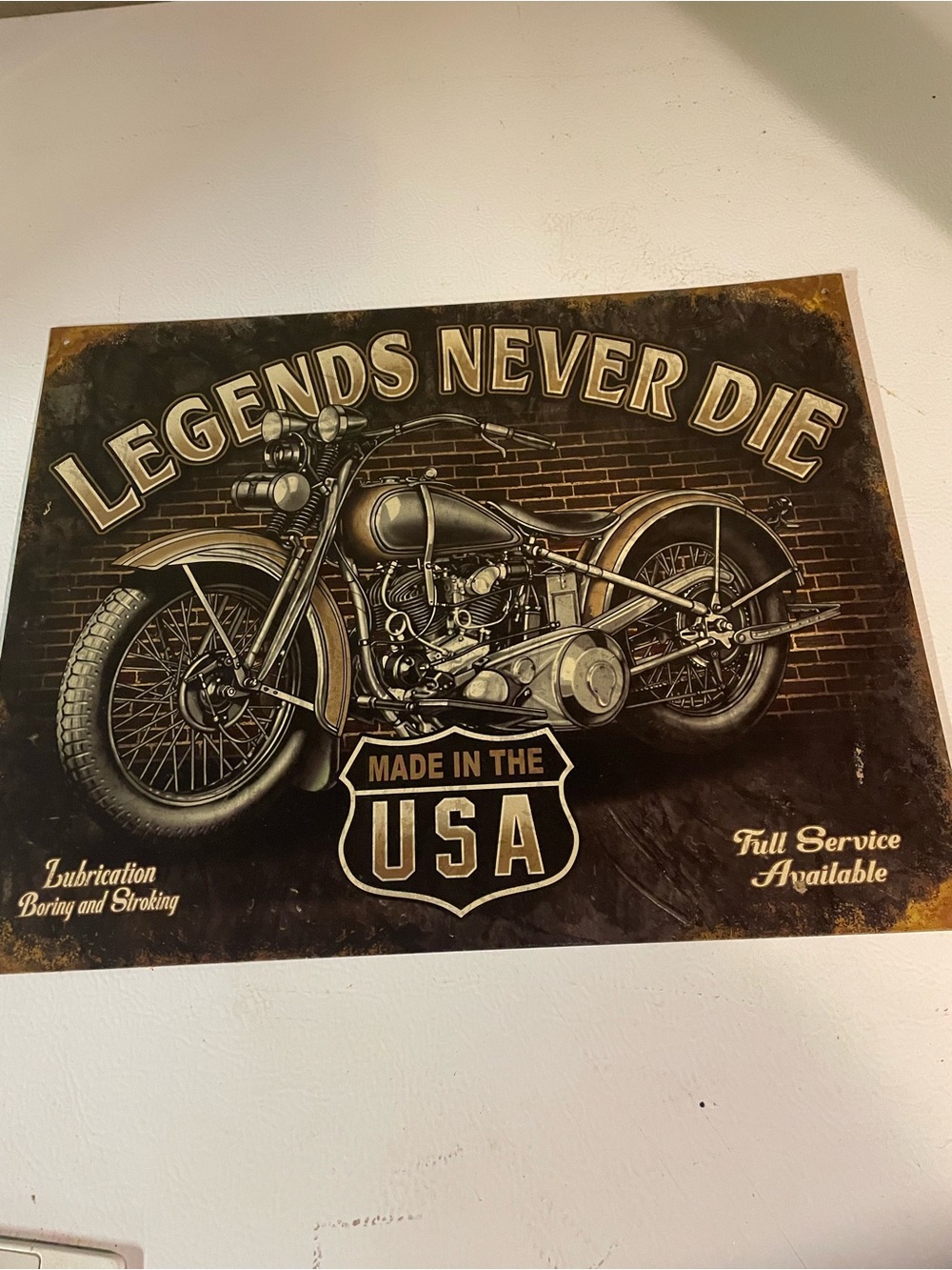 Legends Never Die Made in the USA Vintage Motorcycle Wall Art - Black & Gold